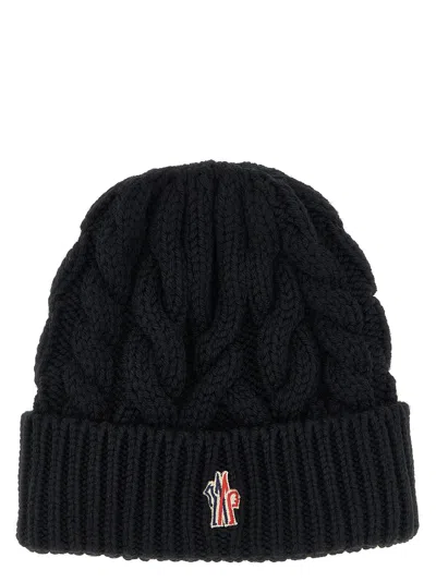 MONCLER BRAIDED WOOL BEANIE HATS BLACK