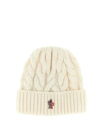 Moncler Braided Wool Beanie In White