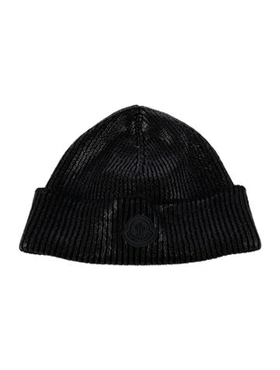 Pre-owned Moncler Braided Wool Beanie W/tags In Black