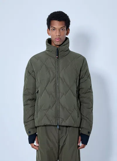 Moncler Bramans Diamond Quilted Short Down Jacket In Green