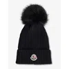 Moncler Black Brand-badge Ribbed Wool Knit Hat In Black
