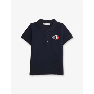 Moncler Kids' Brand-badge Stretch-cotton Polo Shirt 3-12 Months Navy