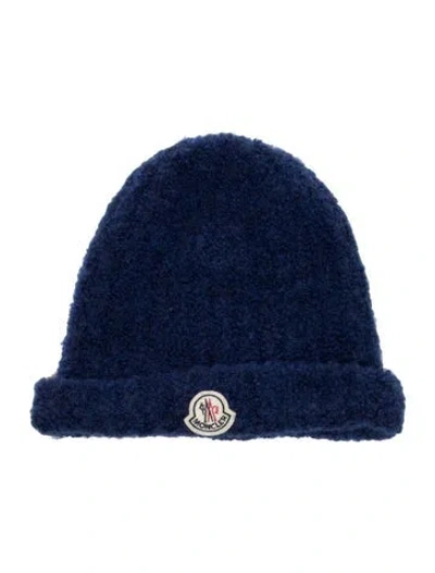 Pre-owned Moncler Branded Embroidered Beanie In Blue