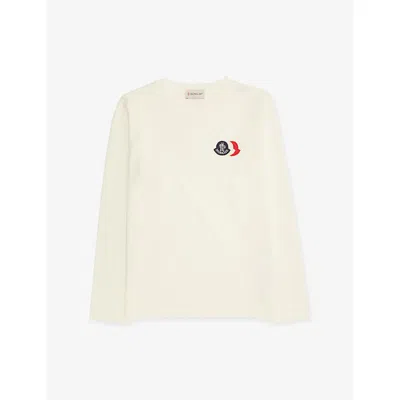 Moncler Kids' Branded Long-sleeved Cotton-jersey T-shirt 4-14 Years Natural