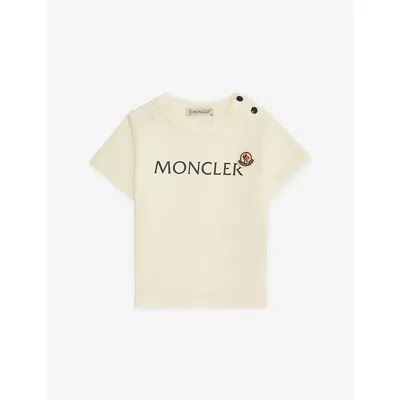 Moncler Babies' Branded Short-sleeved Stretch-cotton T-shirt 3 Months - 3 Years Natural In Black