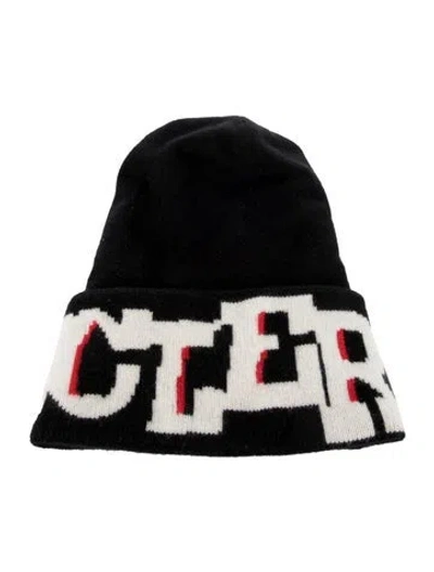 Pre-owned Moncler Branded Wool Beanie In Black