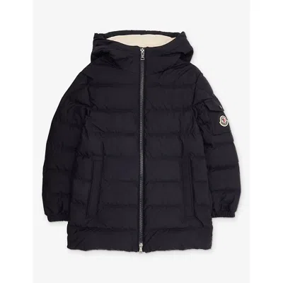 Moncler Kids' Brannock Hooded Short Padded Parka Jacket 4 - 14 Years Navy In Blue