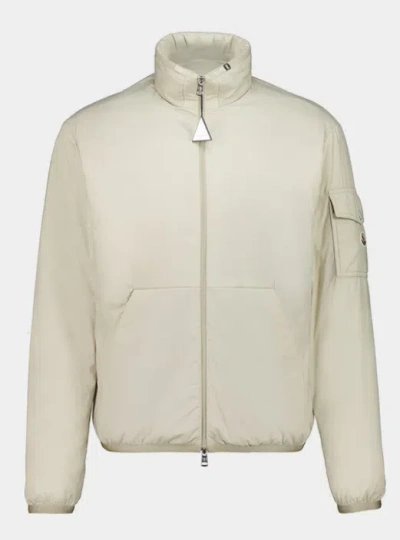 Moncler Short Padded Jacket With Removable Hood And Zip Closure In Neutral