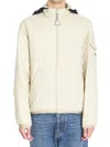 Moncler Beige Logo Patch Jacket In White