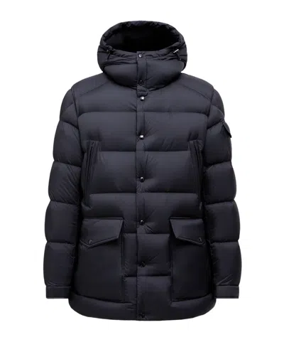 Moncler Bretagne Hooded Short Down Jacket In Blue
