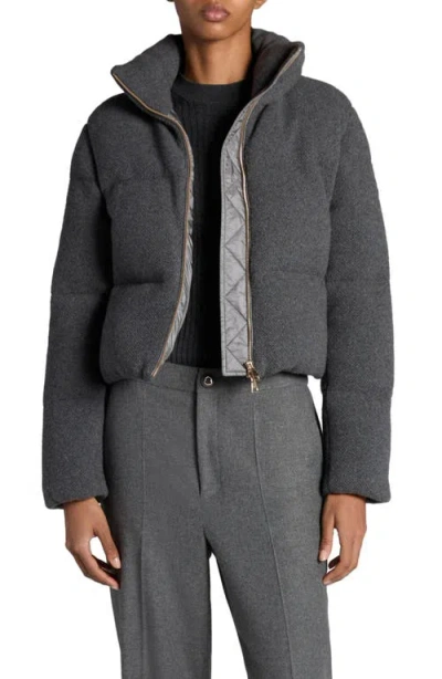 Moncler Breze Appliquéd Quilted Flannel Down Jacket In Grey
