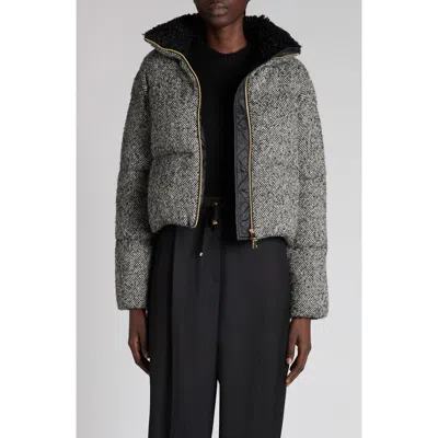 Moncler Brezesse Tweed Down Jacket In Black