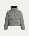 Moncler Brezesse Wool-blend Short Down Jacket In Gray
