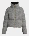 Moncler Brezesse Wool-blend Short Down Jacket In Gray