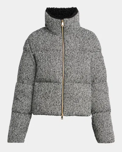 MONCLER BREZESSE WOOL-BLEND SHORT DOWN JACKET