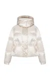 Moncler Briancon Technical Organza Down Jacket In Ivory