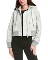 Moncler Briseo Satin Bomber Jacket In Grey