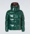 Moncler Parana Glossy Hooded Short Down Jacket Clothing In Green