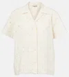 Moncler Broderie Anglaise Cotton-blend Bowling Shirt In White