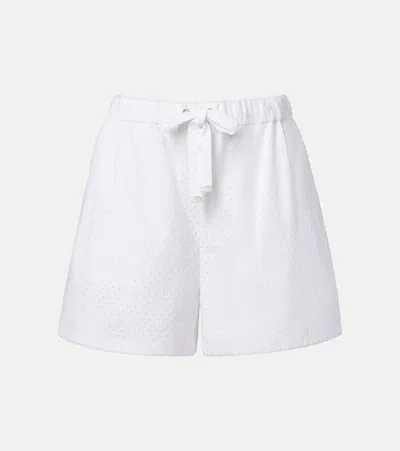 Moncler Broderie Anglaise Cotton Shorts In White