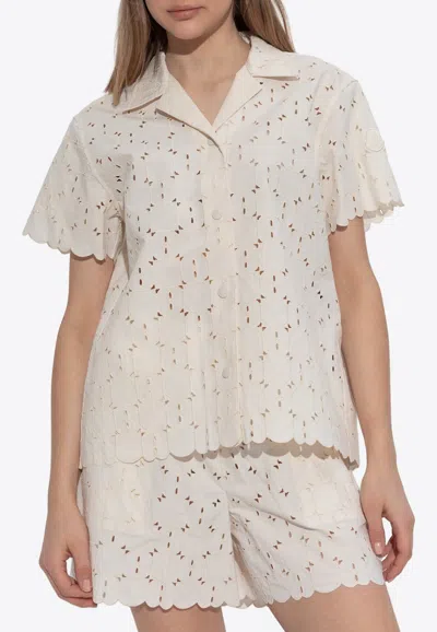 Moncler Broderie Anglaise Shirt In Cream