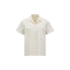 Moncler Short-sleeve Cotton Blend Shirt With Embroidered Design In White