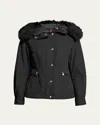 Shop Moncler Bron Short Parka Jacket With Faux Fur Trim In Black