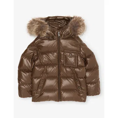 Moncler Babies' Bronze Hooded Padded Shell-down Jacket 9 Months - 3 Year In Brown