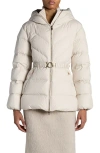 Moncler Brosse Belted Padded Jacket In White