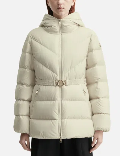 Moncler Brosse Diagonal-quilted Hooded Short Down Jacket In Neutral