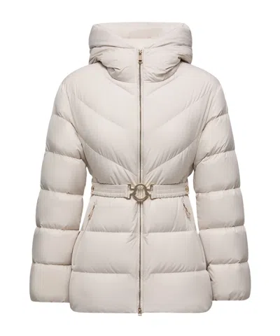 Moncler Brosse Diagonal-quilted Hooded Short Down Jacket In Neutral