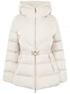 Moncler Brosse Belted Padded Jacket In Neutrals