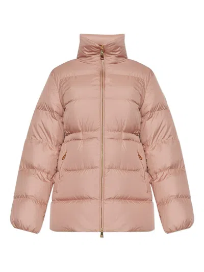 Moncler Brossette Midi Down Jacket In Pink