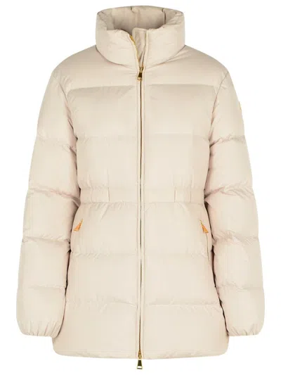 Moncler 'brossette' Short Beige Polyester Down Jacket In Neutral