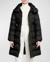 Moncler Brou Brushed Nylon Puffer Coat In Black
