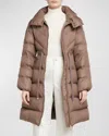 Moncler Brou Long Down Coat In Light Beige