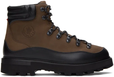 Moncler Brown & Black Peka Trek Hiking Boots In P99 Brown Black