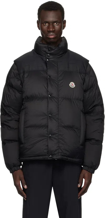 Moncler Brown & Black Verone Short Reversible Down Jacket In Black - 999