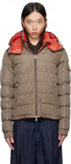 Moncler Jonage Houndstooth Nylon Down Jacket In Orange