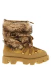 Moncler 45mm Shearling Lace-up Ankle Boots In Brown