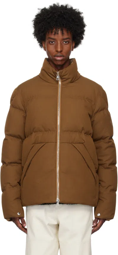 Moncler Bayamo Cotton Blend Down Jacket In Light Brown