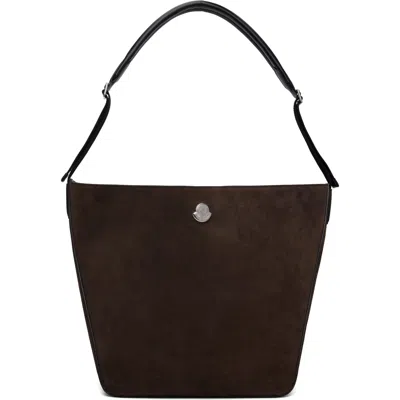 Moncler Brown Carlo Suede Shoulder Bag In 290