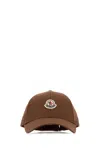 Moncler Gabardine Logo Patch Baseball Cap In Brown