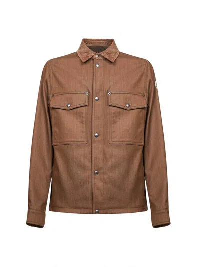 MONCLER BROWN DENIM SHIRT JACKET