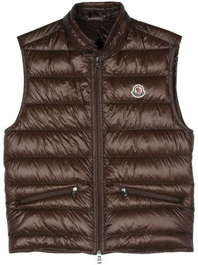 Moncler Gui Padded Gilet In Brown