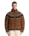 Moncler Indren Cable Knit High Collar Sweater In Brown