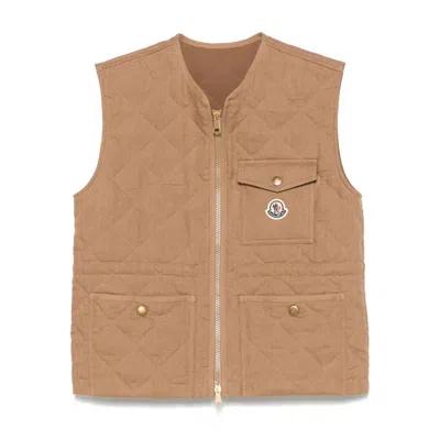 Moncler Brown Jackets - Waistcoat & Gilets Women