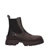Moncler Brown Leather Ankle Boots In Brown