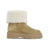 Moncler Suede And Shearling Ankle Boots In Green