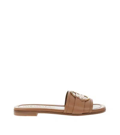 Moncler Bell Ring-detail Sandals In Brown